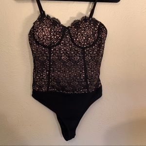 Iris tan and black lace bodysuit// size small
